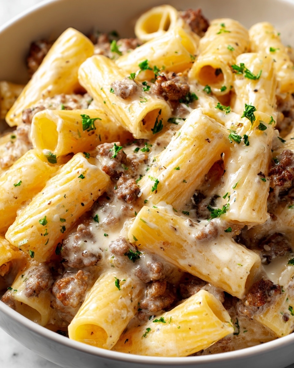 Loaded Cheeseburger Alfredo Pasta Recipe - Recipe Image