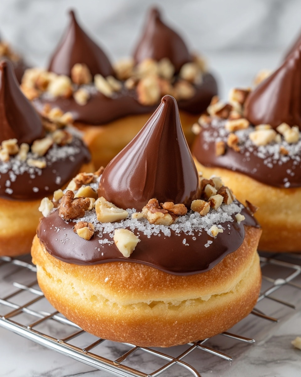 Chocolate Hazelnut Cream Filled Doughnuts Recipe - Recipe Image