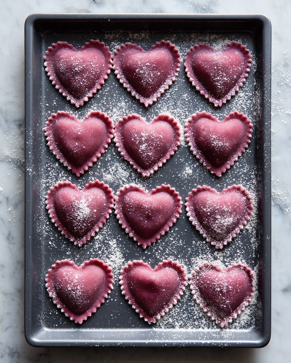 Ricotta and Sage Filled Beetroot Ravioli Hearts Recipe - Recipe Image