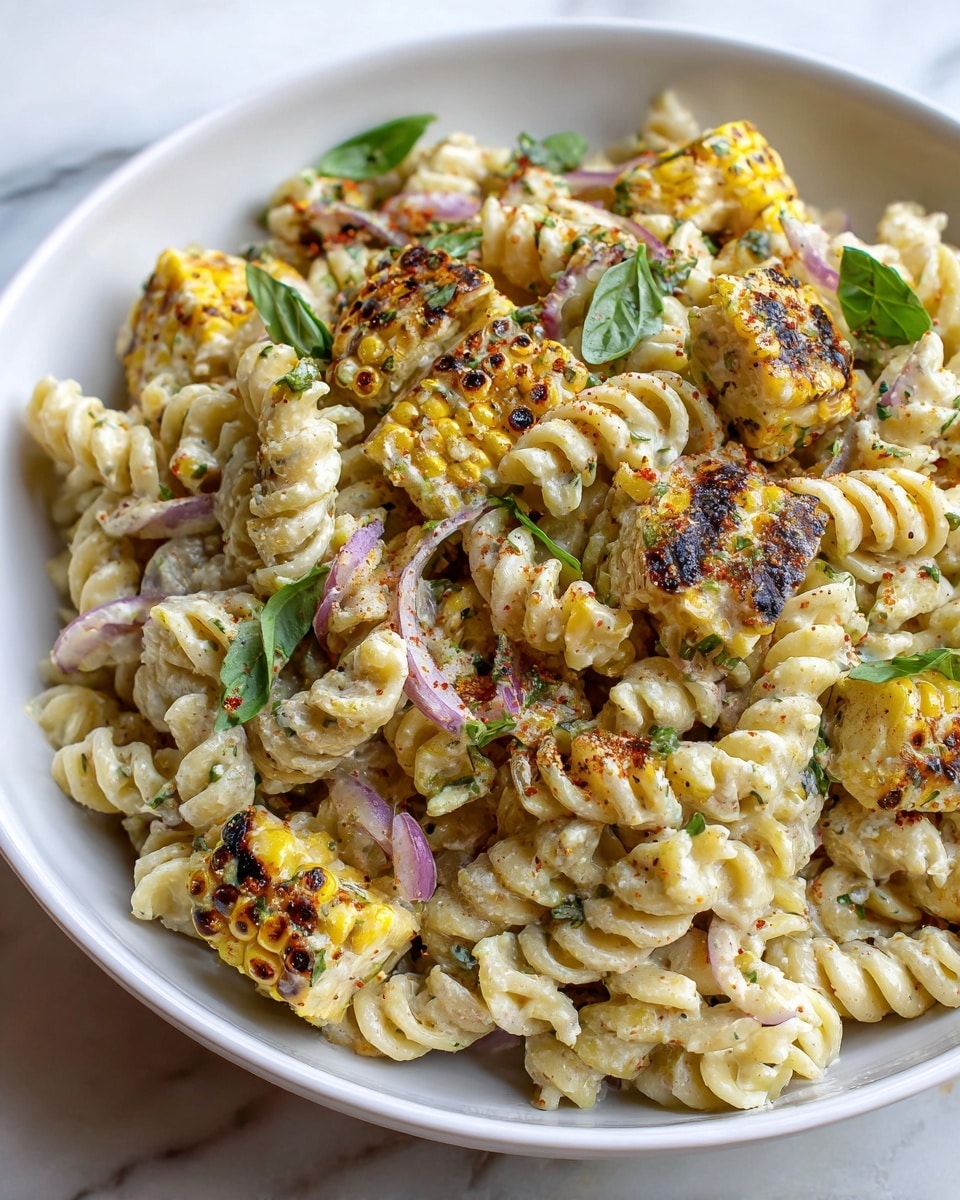 Creamy Street Corn Pasta Salad Recipe - Recipe Image