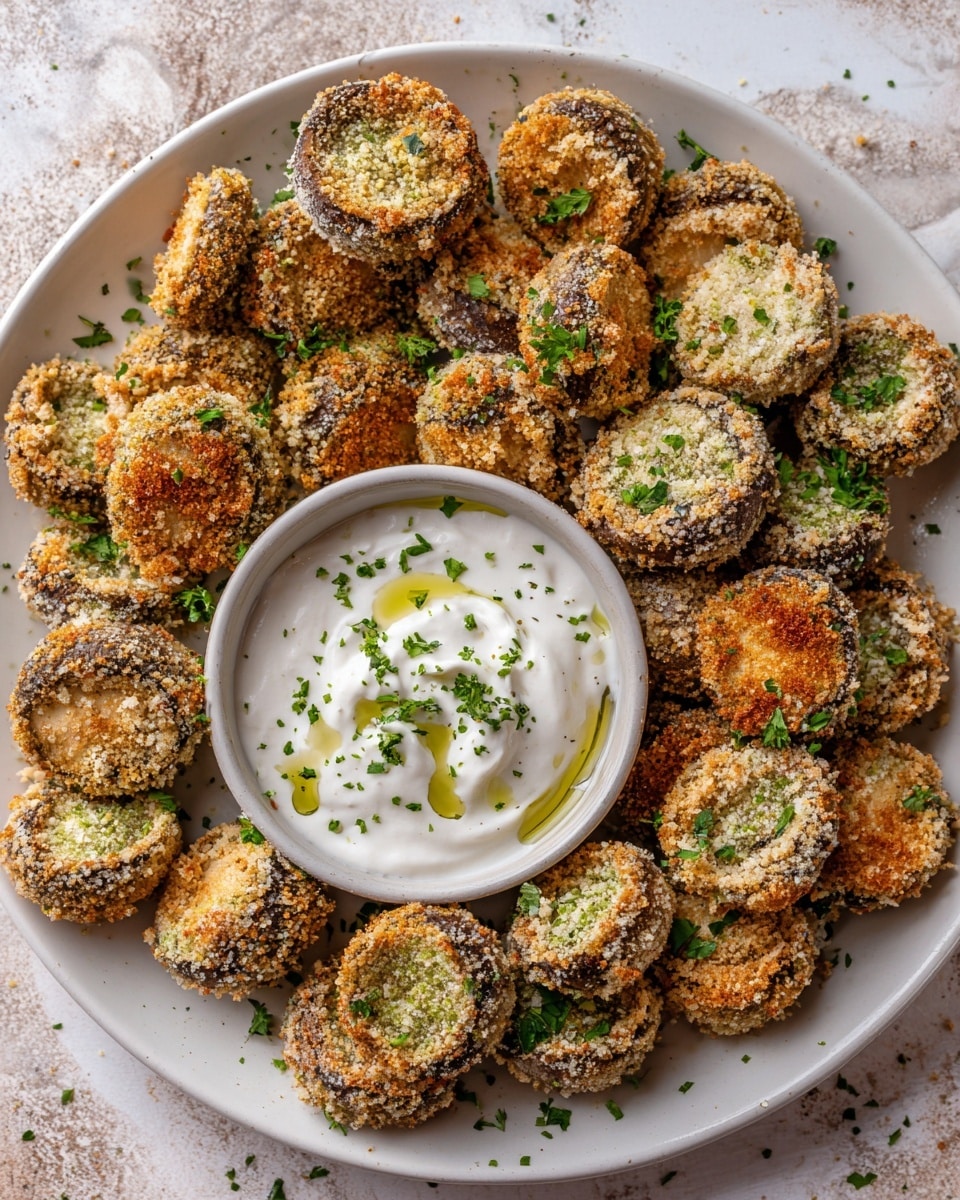 Fried Sliced Mushrooms with Ranch Dipping Sauce Recipe - Recipe Image