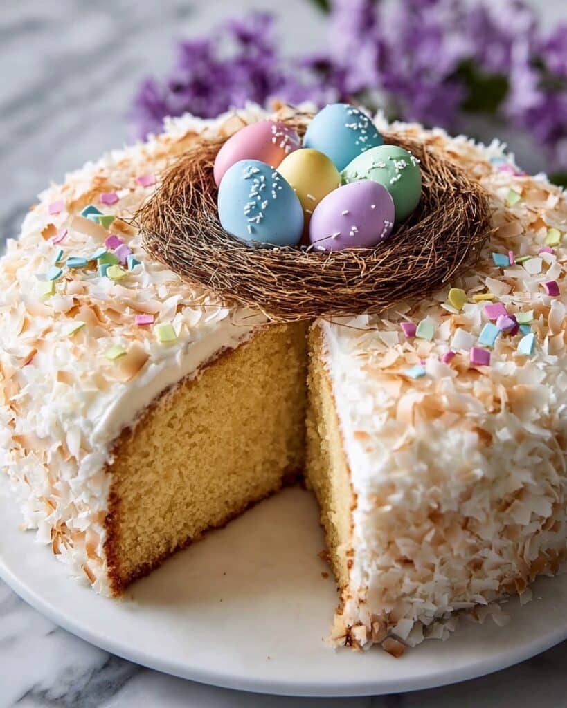 Lemon Coconut Easter Bundt Cake with Chocolate Eggs Recipe