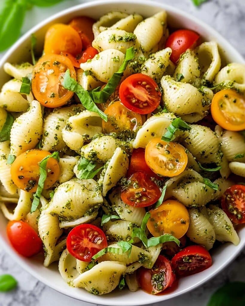 Pesto Pasta Salad with Zucchini, Squash, and Pine Nuts Recipe