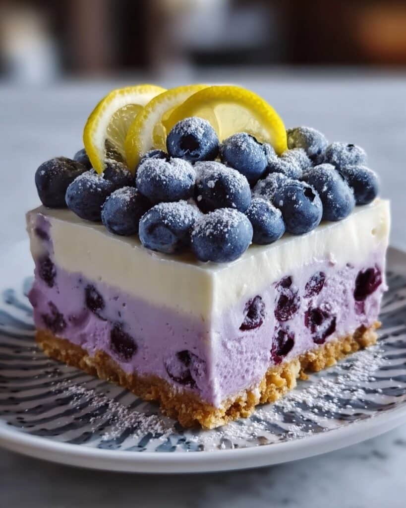 Lemon Blueberry Shortbread Mousse Cake Recipe