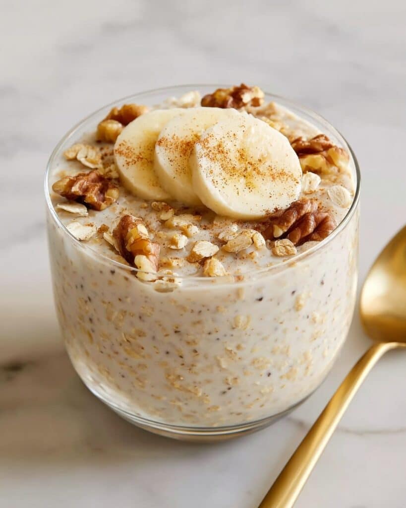 Healthy Banana Bread Overnight Oats Recipe