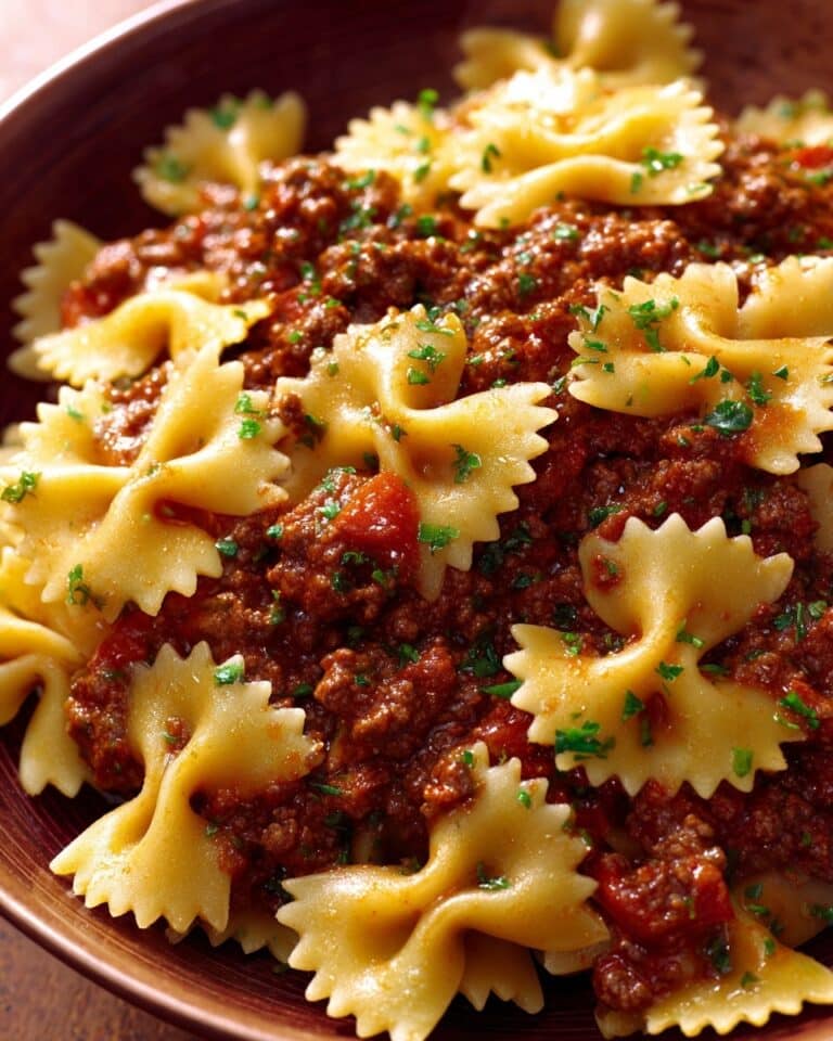 Bowtie Pasta with Creamy Ground Beef Sauce Recipe