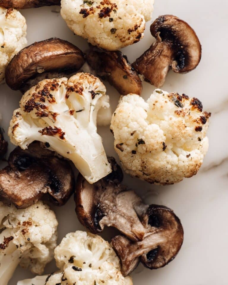 Garlicy Roasted Cauliflower & Mushrooms Recipe