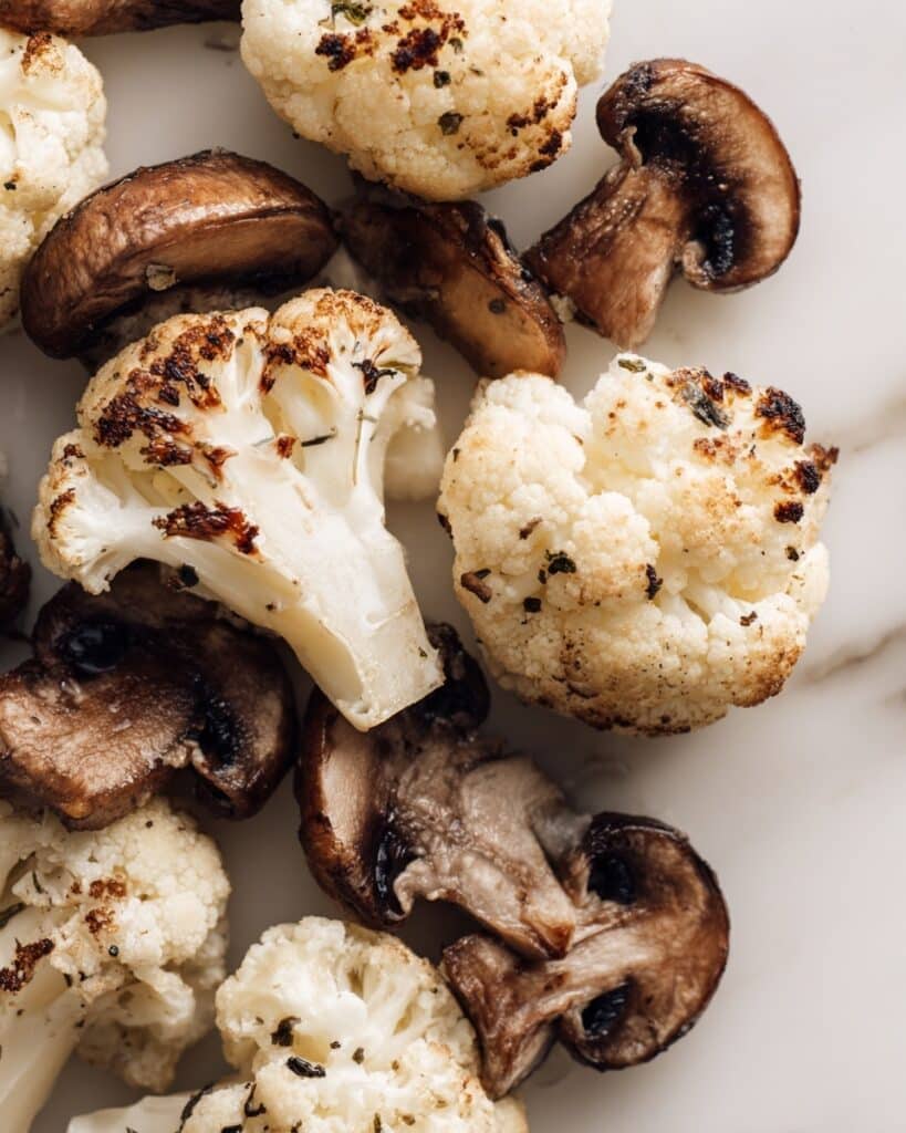 Garlicy Roasted Cauliflower & Mushrooms Recipe
