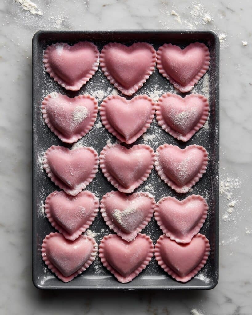 Ricotta and Sage Filled Beetroot Ravioli Hearts Recipe
