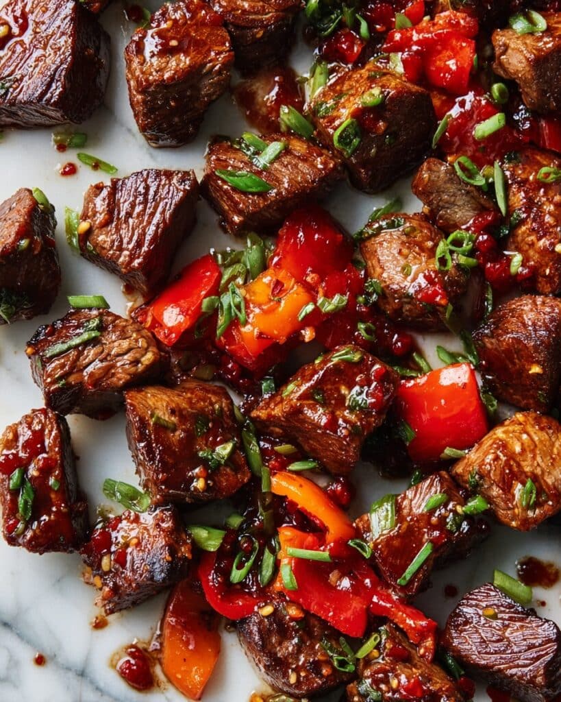 Air Fryer Honey Garlic Steak Sweet Pepper Bites Recipe