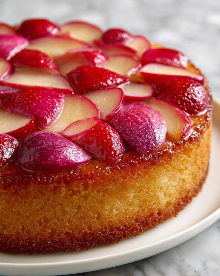 Upside-Down Rhubarb Cake with Caramel Swirls Recipe