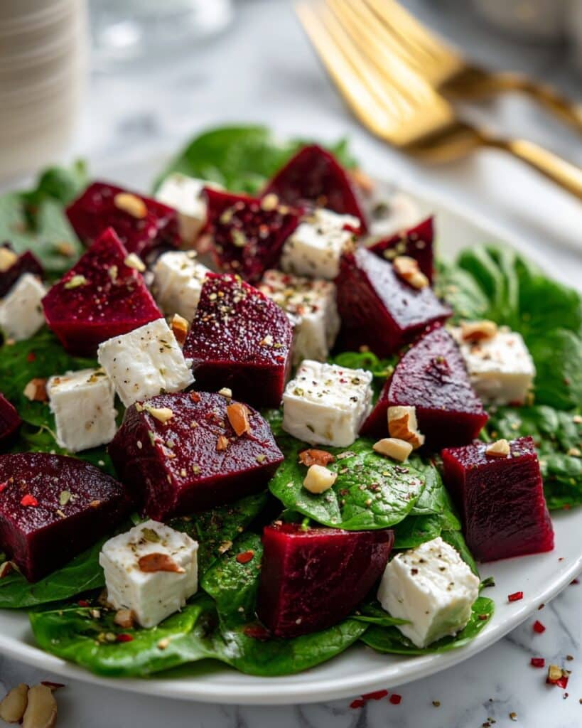 Beet Salad with Goat Cheese, Arugula, and Toasted Nuts Recipe