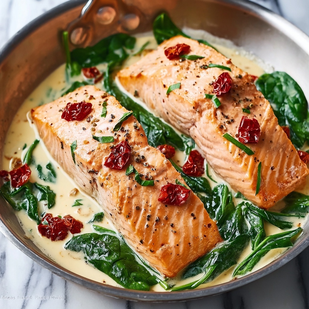 Creamy Garlic Butter Tuscan Salmon Recipe - Recipe Image
