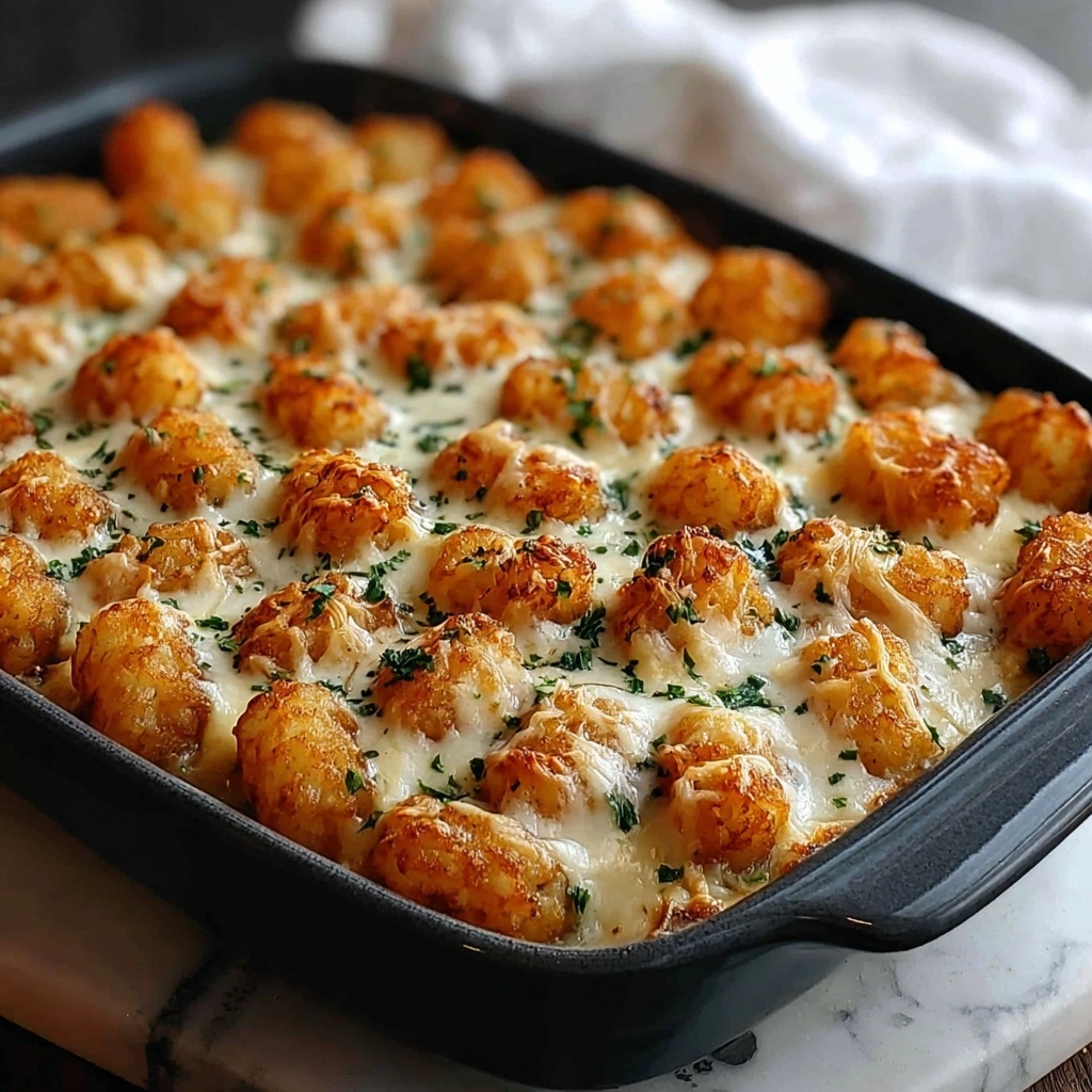 Chicken Alfredo Tater Tot Casserole Recipe - Recipe Image