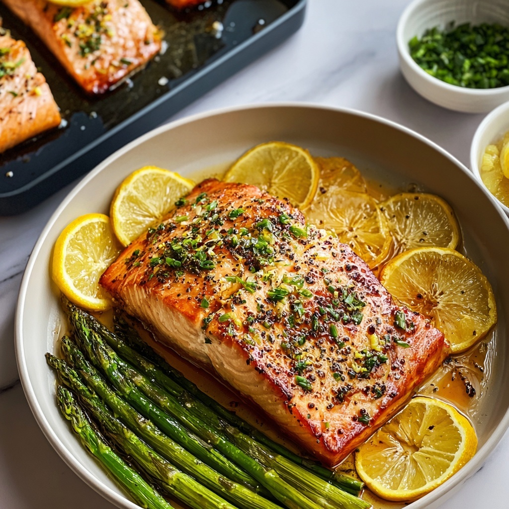 Sheet-Pan Garlic Butter Salmon & Asparagus Recipe - Recipe Image