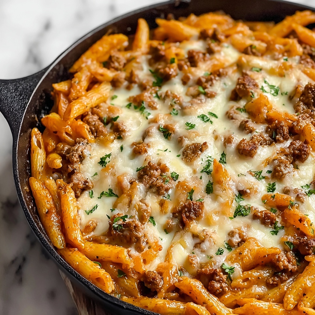 Cheesy Ground Beef Pasta Skillet Recipe - Recipe Image
