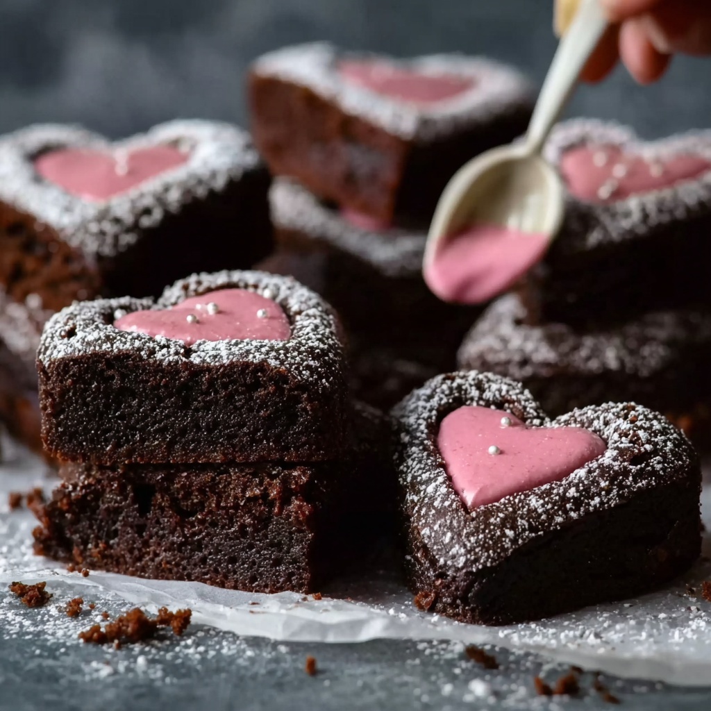 Heart-Shaped Brownies with Dreamy Raspberry Buttercream Recipe - Recipe Image
