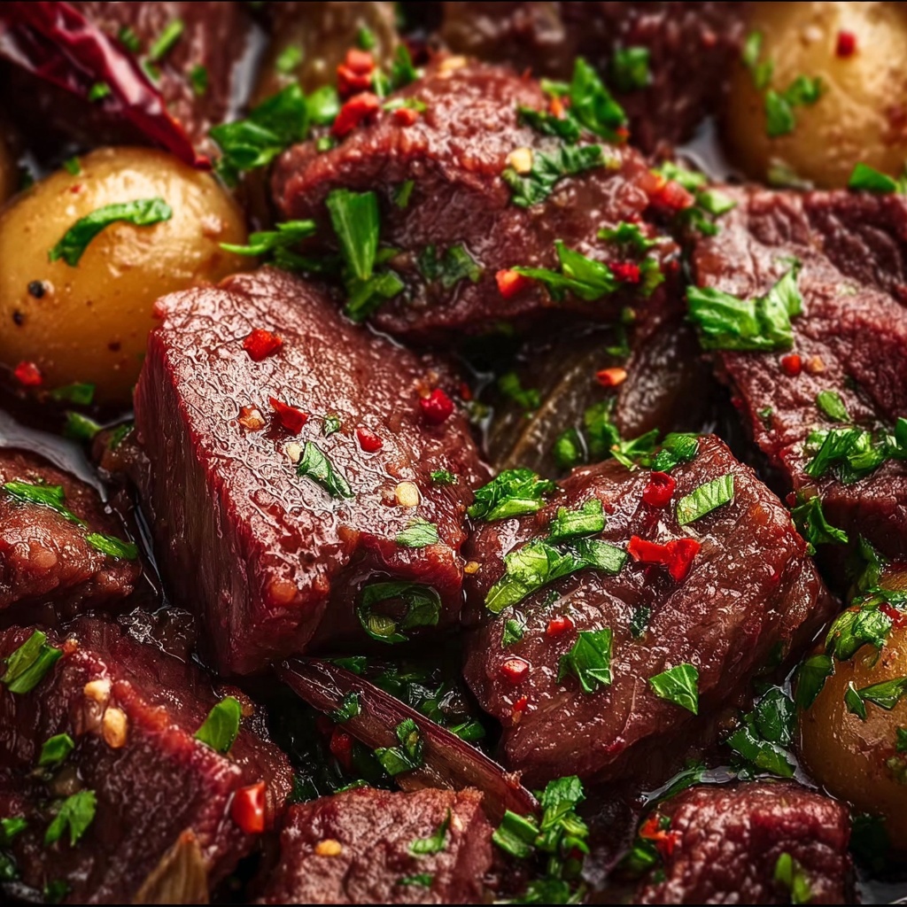 Slow Cooker Garlic Butter Beef with Creamy Potatoes Recipe - Recipe Image