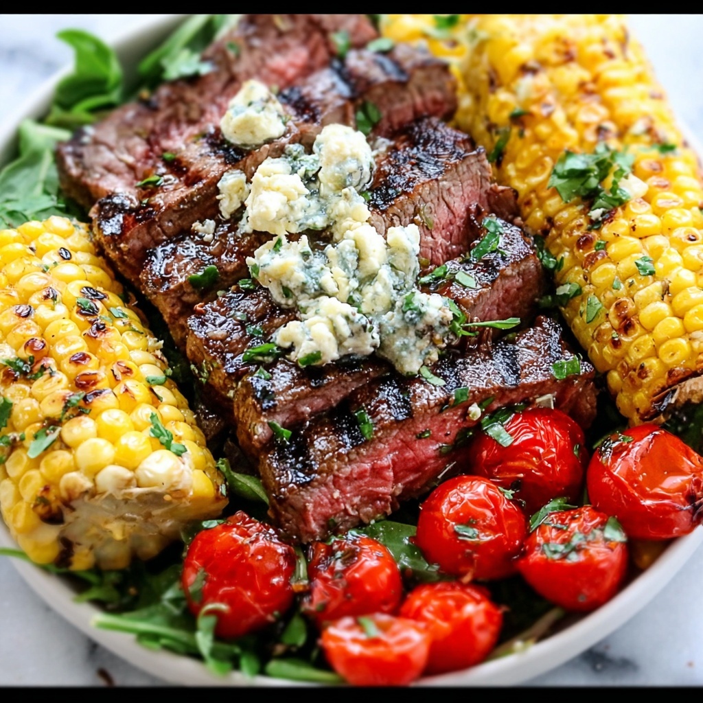 Balsamic Steak Gorgonzola Salad with Grilled Corn Recipe - Recipe Image