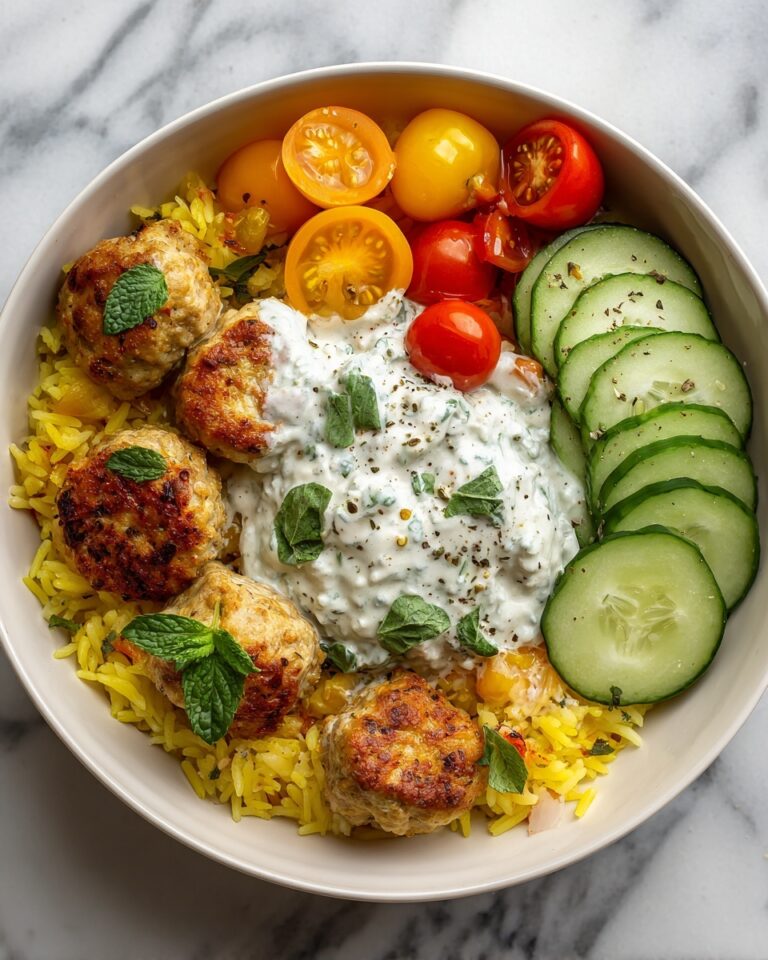 Mediterranean Bowl with Ground Turkey Meatballs Recipe