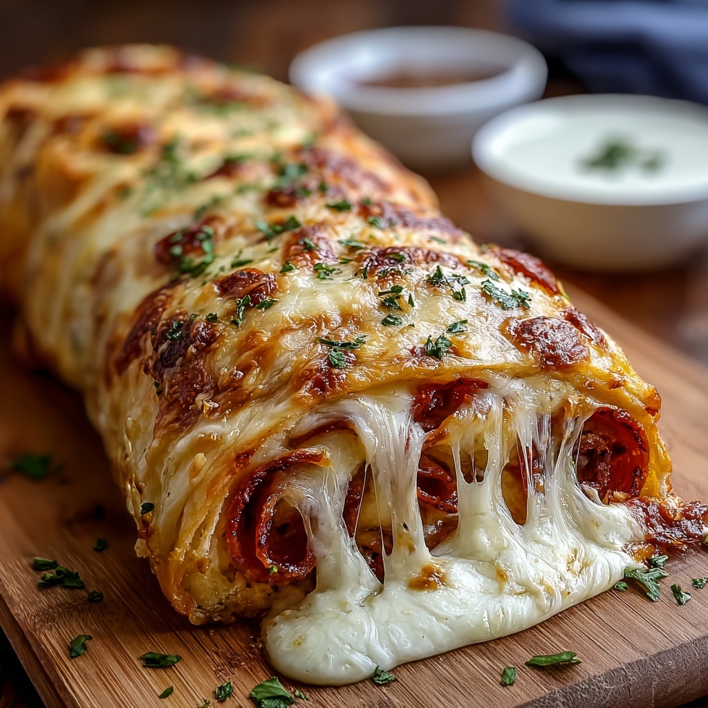 Cheesy Pepperoni Stromboli Recipe - Recipe Image