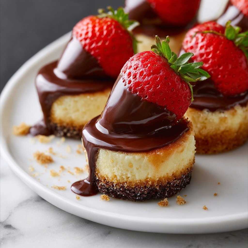 Chocolate-Dipped Strawberry Mini Cheesecakes Recipe - Recipe Image