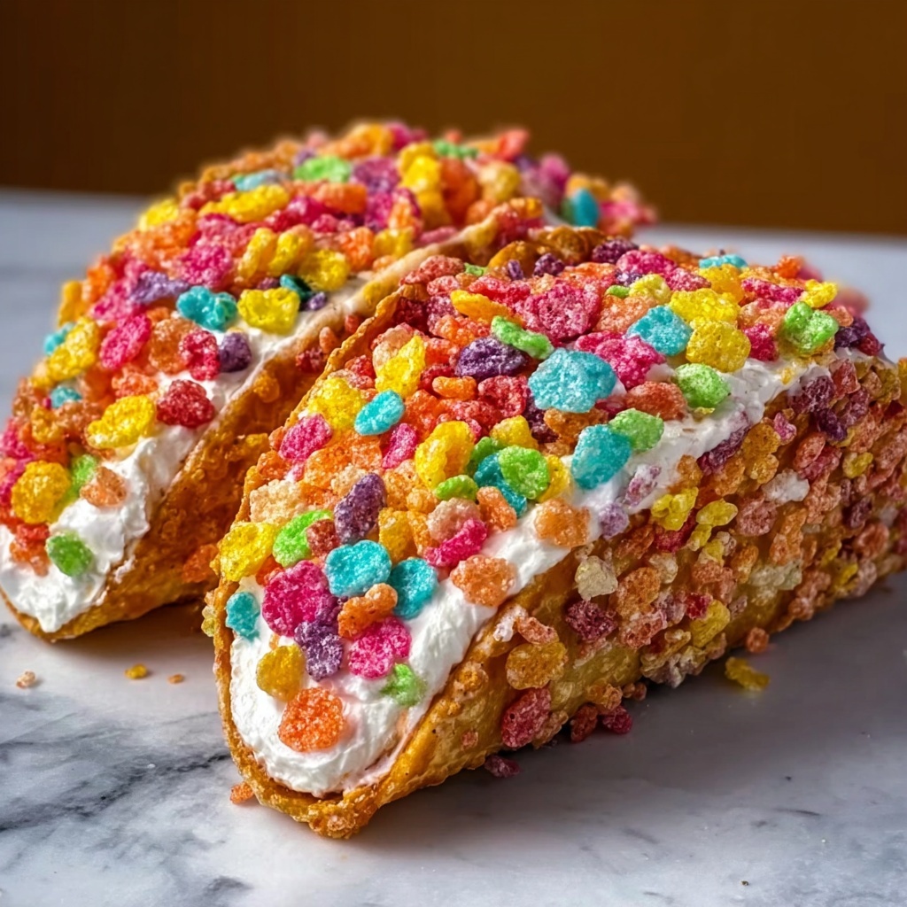 Fruity Pebbles Cheesecake Tacos Recipe - Recipe Image
