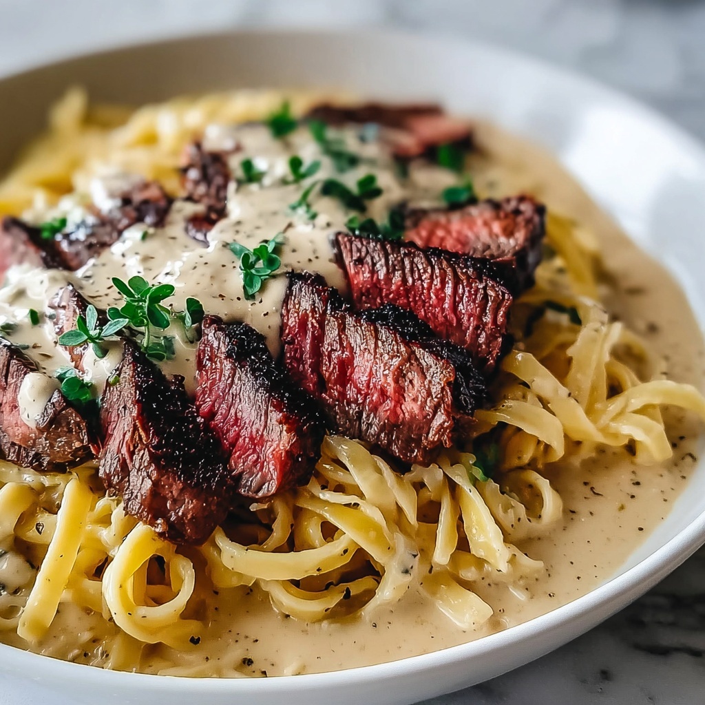 Creamy Cajun Steak Alfredo Recipe - Recipe Image