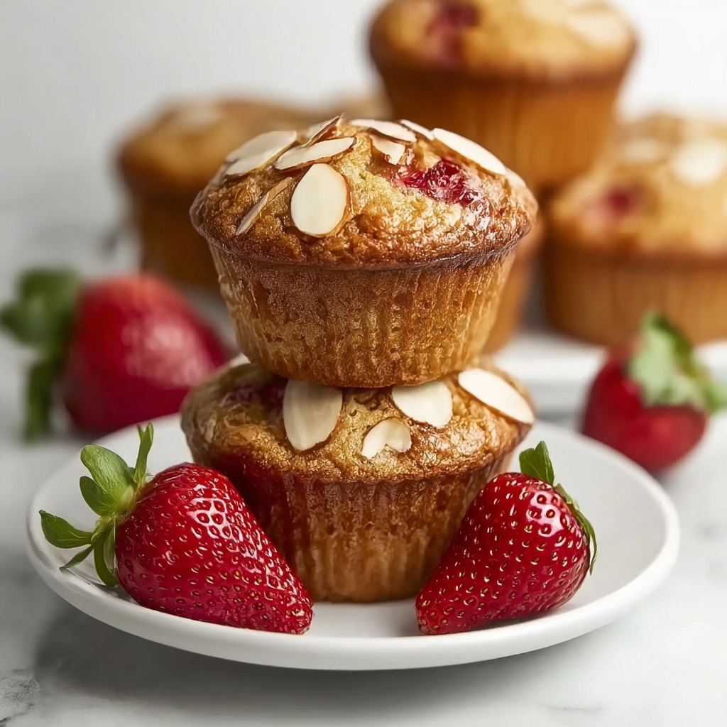 Strawberry Muffins With Candied Almonds Recipe - Recipe Image