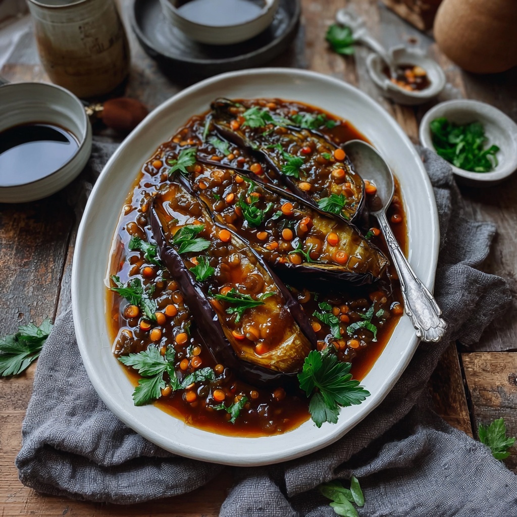 Sticky Garlic Eggplant Recipe - Recipe Image