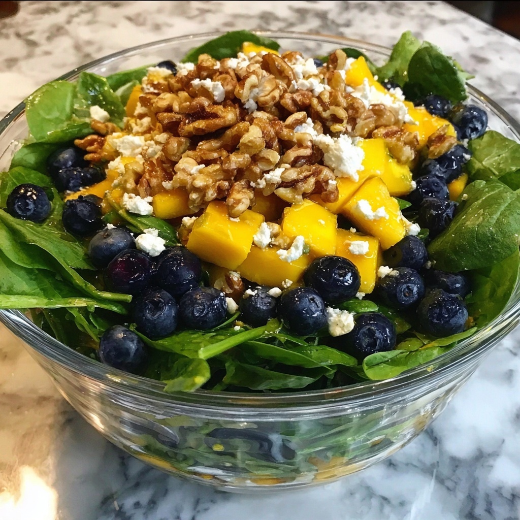 Mango Salad with Spinach, Blueberries, Feta, and Walnuts Recipe - Recipe Image