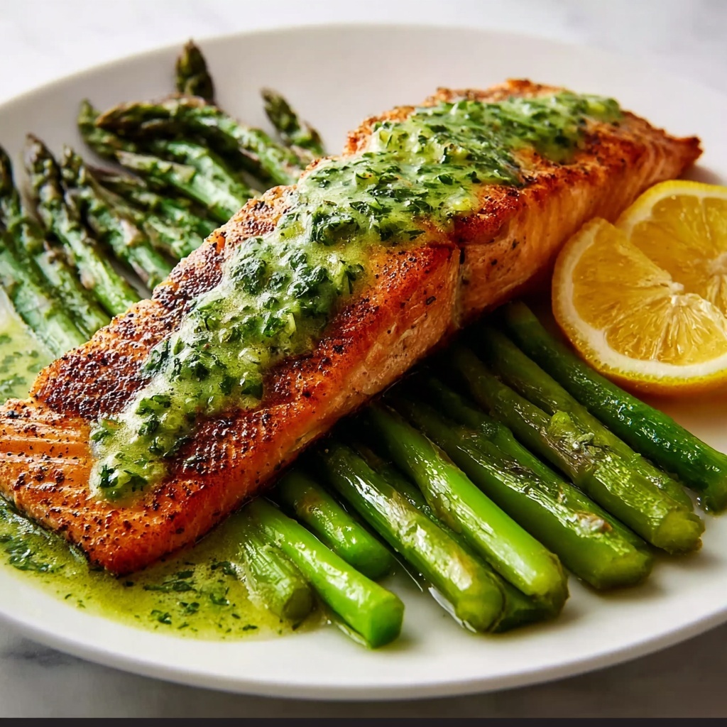 One Pan Salmon and Asparagus with Lemon Garlic Bliss Recipe - Recipe Image