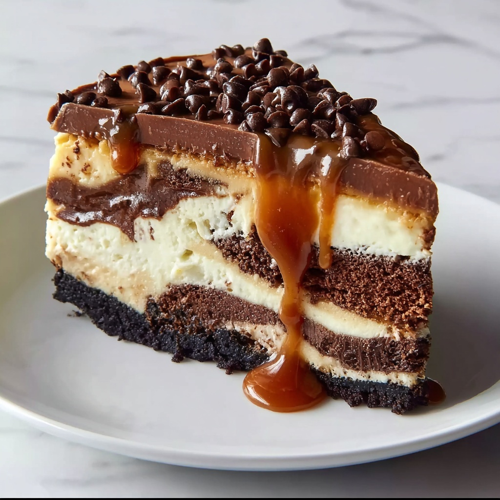 Caramel Chocolate Coffee Cheesecake: 7 Layers of Bliss Recipe - Recipe Image