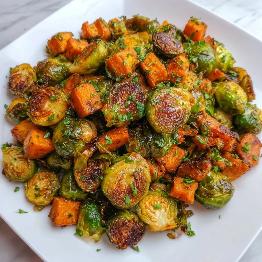 Roasted Brussels Sprouts and Sweet Potato Hash Recipe - Recipe Image