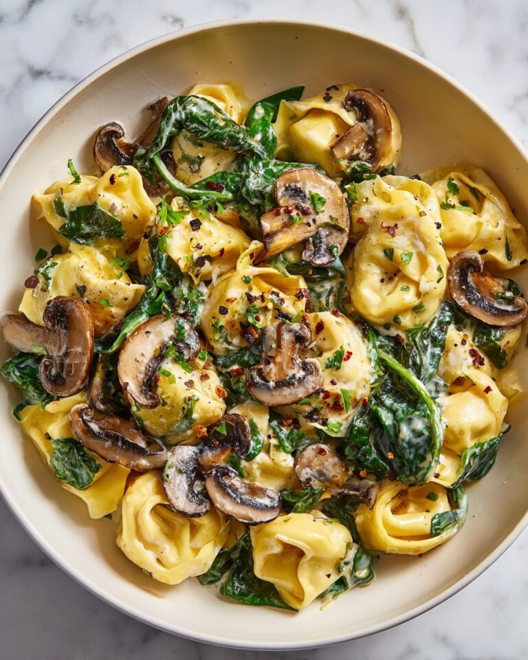 Creamy Spinach Mushroom Tortellini with Caramelized Onions Recipe
