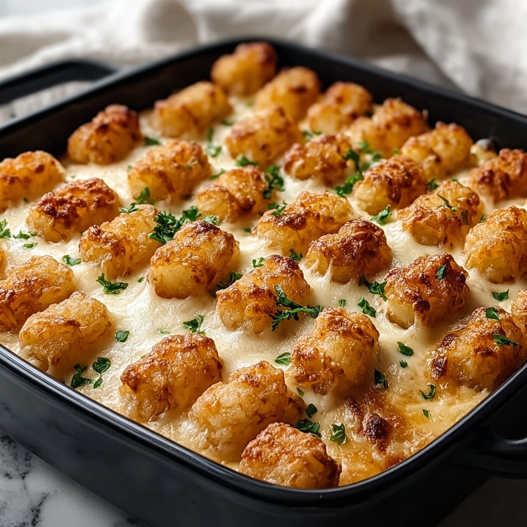 Chicken Alfredo Tater Tot Casserole Recipe - Recipe Image