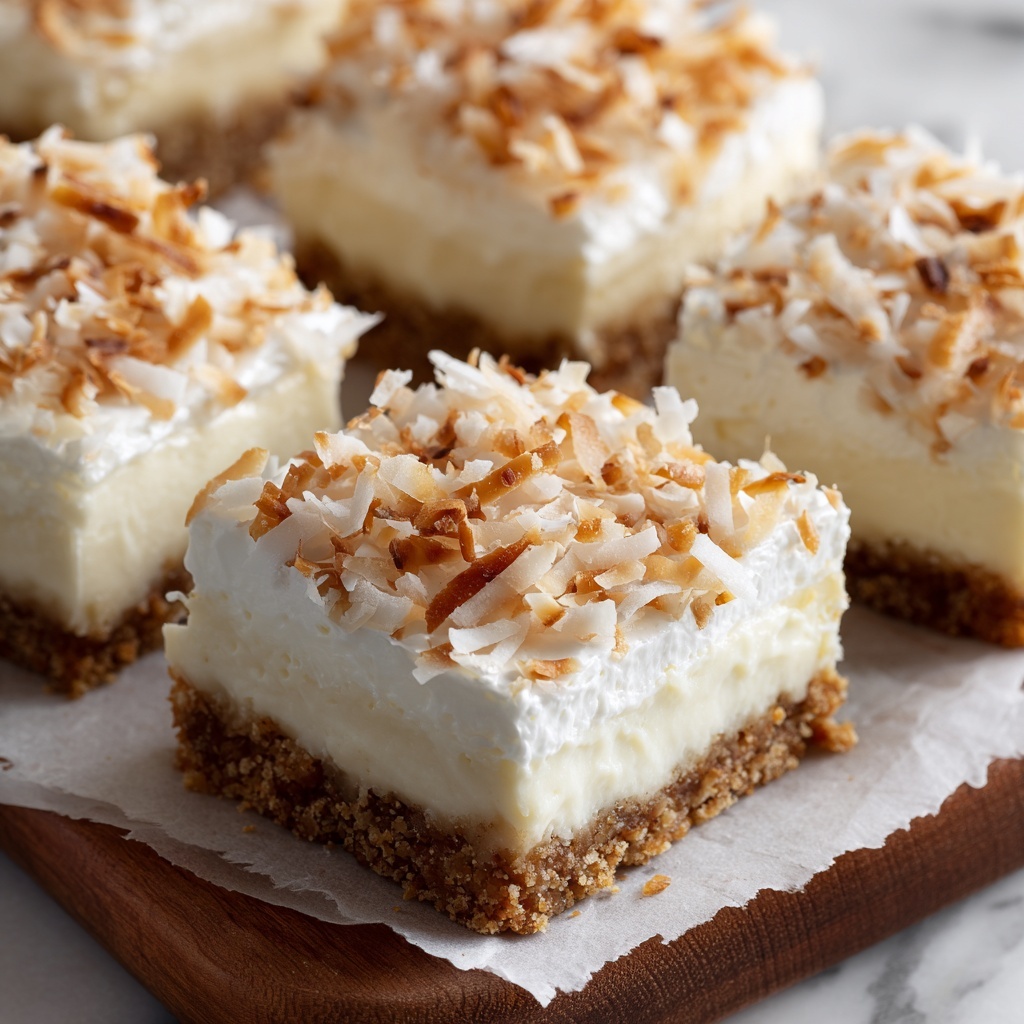 Skinny Coconut Cheesecake Bars Recipe - Recipe Image