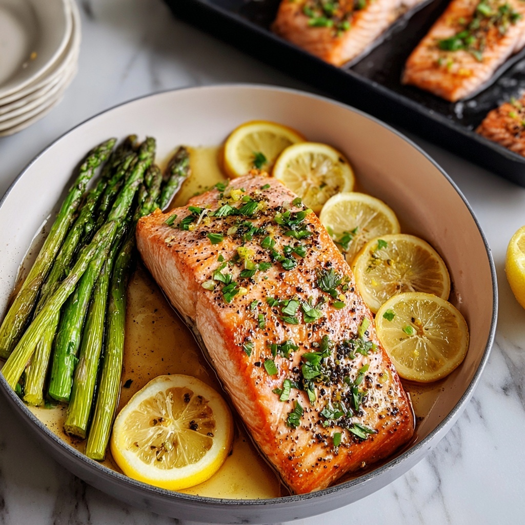Sheet-Pan Garlic Butter Salmon & Asparagus Recipe - Recipe Image
