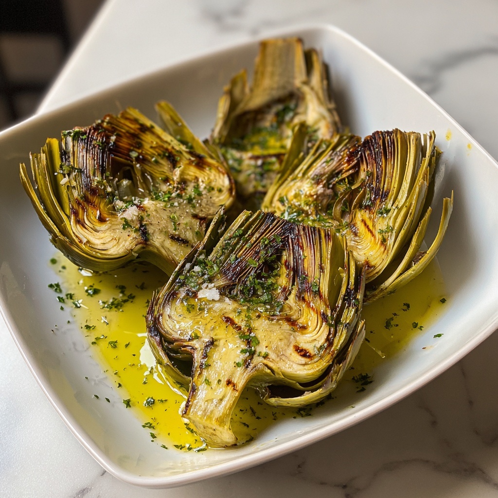 Grilled Artichokes with Garlic Butter Recipe - Recipe Image