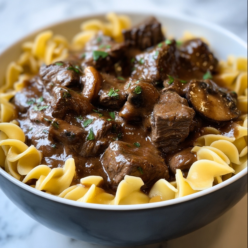 Tender Crockpot Beef Tips with Noodles Recipe - Recipe Image