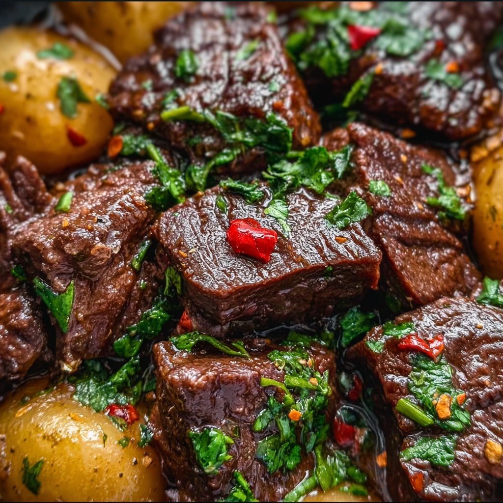 Slow Cooker Garlic Butter Beef with Creamy Potatoes Recipe - Recipe Image