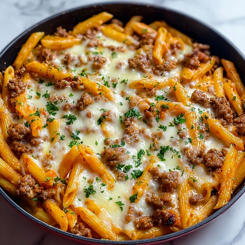 Cheesy Ground Beef Pasta Skillet Recipe - Recipe Image