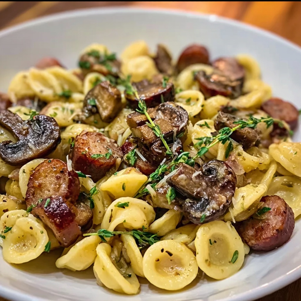 Orecchiette with Mushroom Thyme Sauce Recipe - Recipe Image