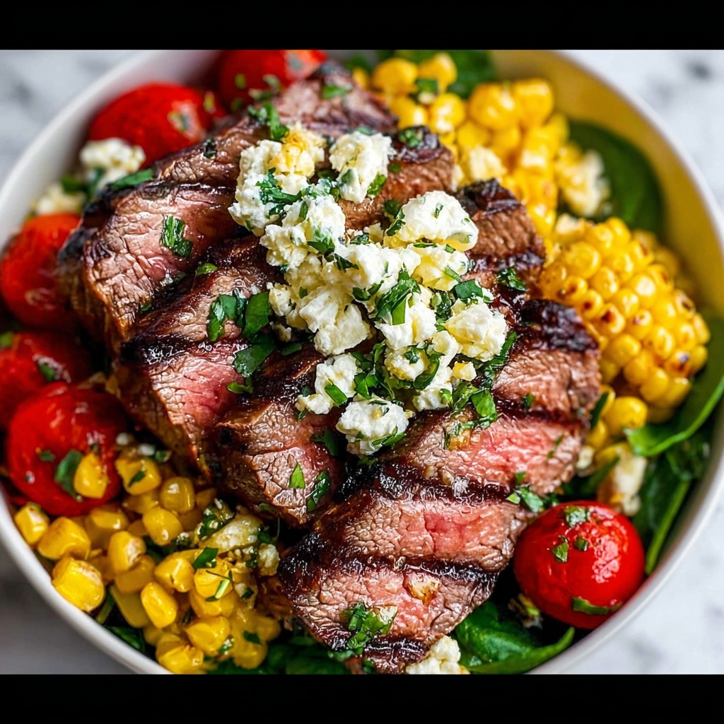 Balsamic Steak Gorgonzola Salad with Grilled Corn Recipe - Recipe Image
