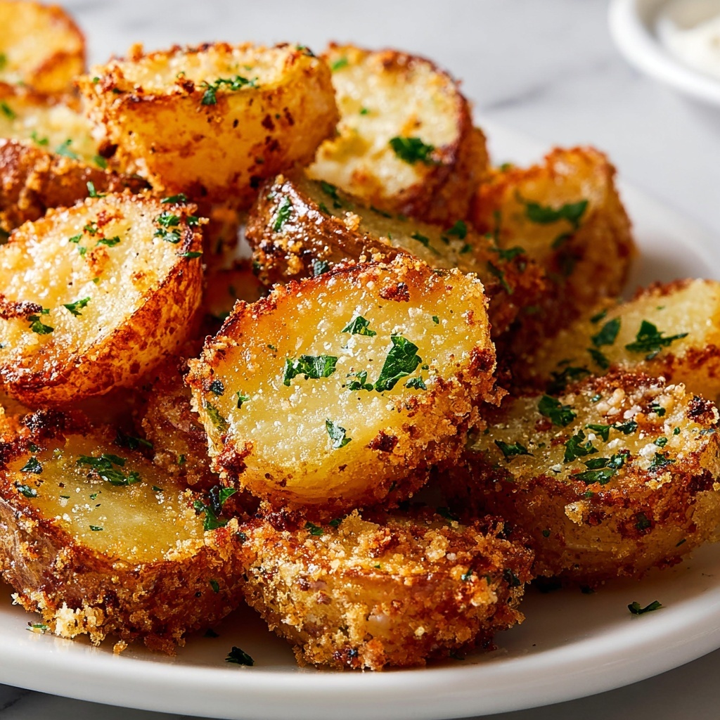 Crispy Garlic Parmesan Crusted Potatoes Recipe - Recipe Image