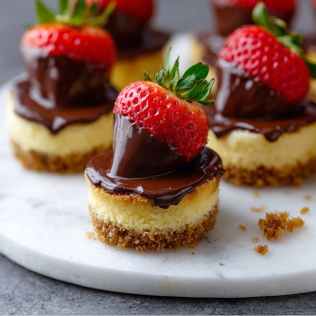 Chocolate-Dipped Strawberry Mini Cheesecakes Recipe - Recipe Image