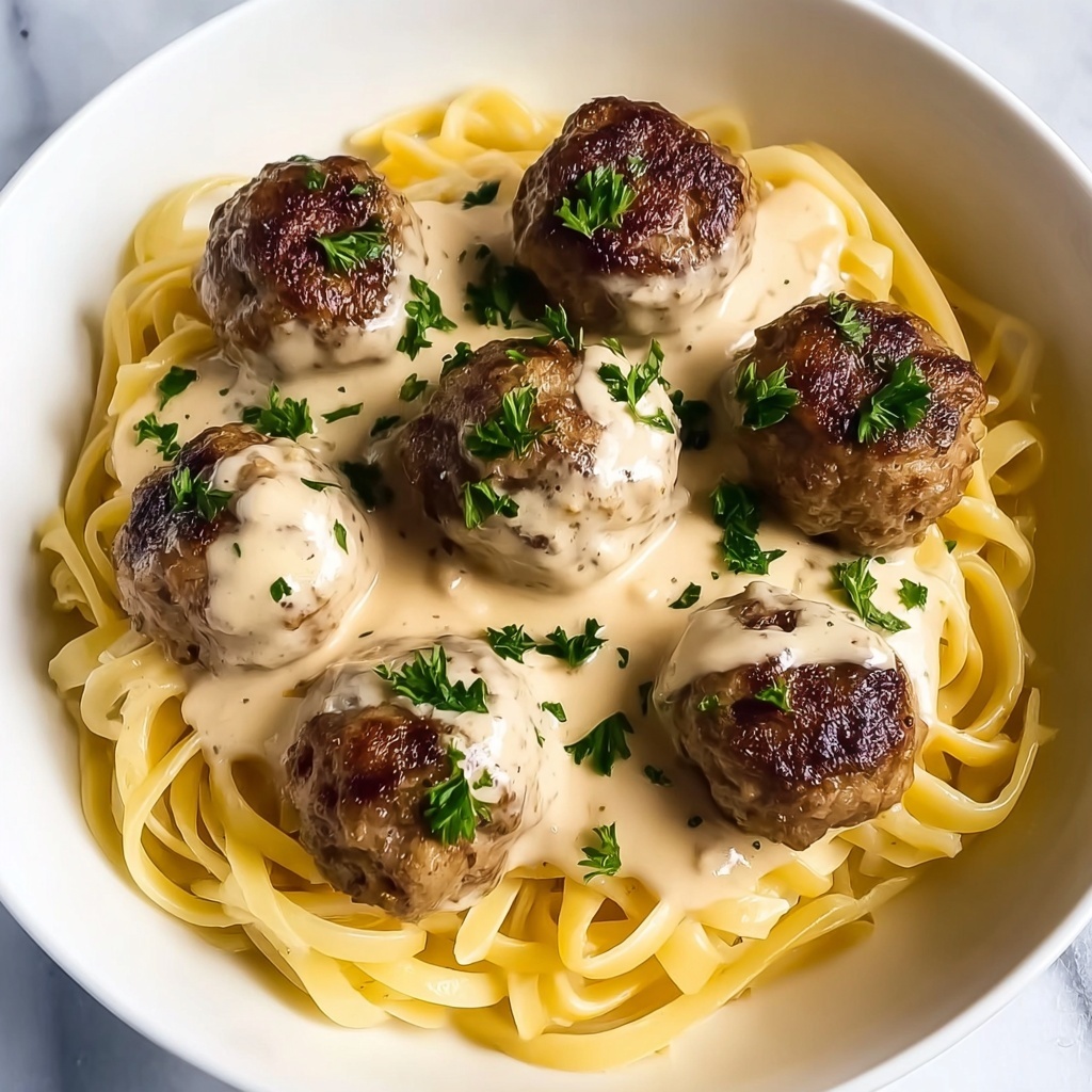 Parmesan Linguine with Garlic Butter Meatballs Recipe - Recipe Image