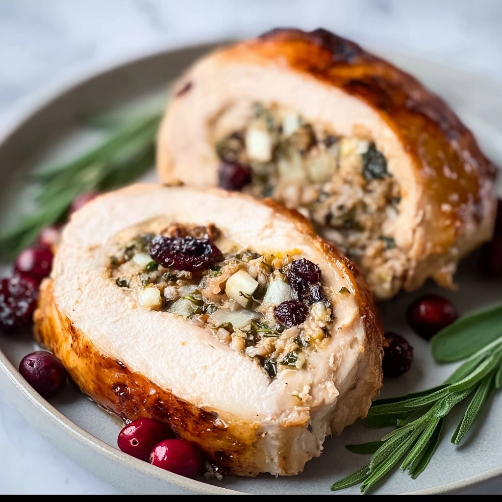 Stuffed Turkey Breast with Cranberry Herb Stuffing Recipe - Recipe Image