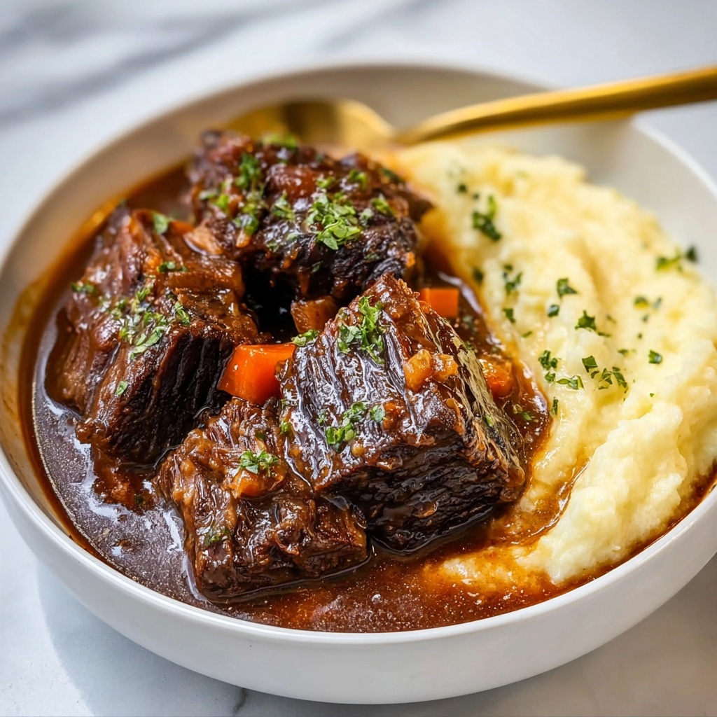 Braised Beef Short Ribs in Red Wine with Vegetables Recipe - Recipe Image