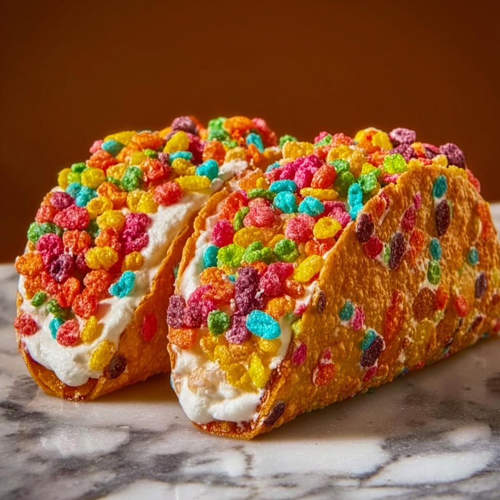 Fruity Pebbles Cheesecake Tacos Recipe - Recipe Image